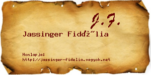 Jassinger Fidélia névjegykártya